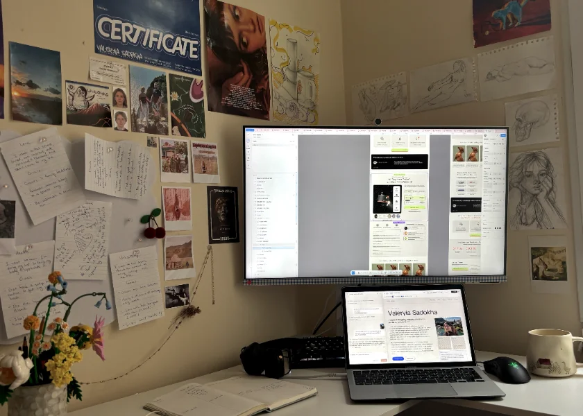 Desk with a Figma file open